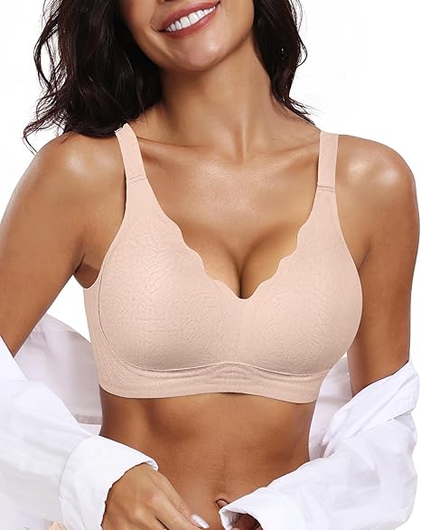 Scalloped Wireless Push Up Bras